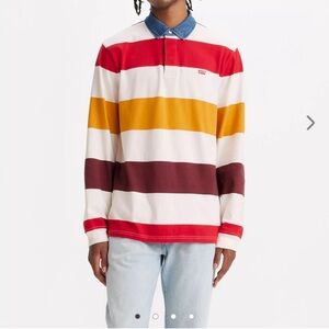Levi's Men's Bold Striped Polo - Red, Yellow, White, Brown